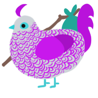 Man, a mist and amethyst chicken with a double-lace pattern