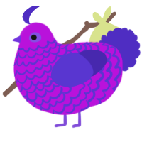 unripe grapes, a amethyst and indigo chicken with a lace pattern