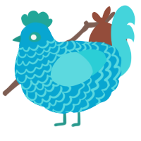Uranus, a cerulean and aqua chicken with a lace pattern