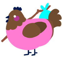 Neapolitan, a pink and bark chicken with a head pattern