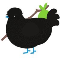 Moth, a black and sable chicken with a double-lace pattern
