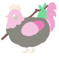 Ash, a ash and pink chicken with a head pattern