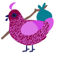 (unnamed), a maroon and orchid chicken with a double-lace pattern