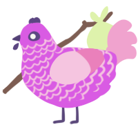 Saleos, a orchid and pink chicken with a lace pattern