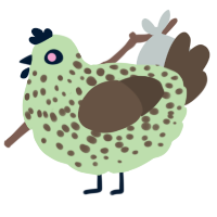 MS 06S Zaku II, a gluppy and bark chicken with a speckle pattern