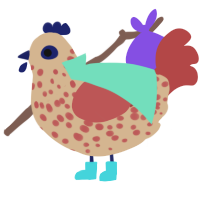 Sunflower, a beige and red chicken with a speckle pattern