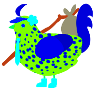 2econd-2ight-2eer, a grass and navy chicken with a speckle pattern