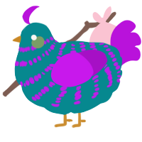 (unnamed), a teal and amethyst chicken with a bar pattern