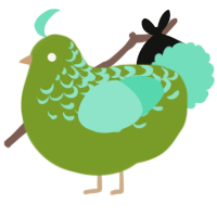 Gnarlime, a chartreuse and mint chicken with a half-lace pattern