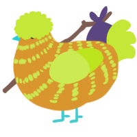 dont we BOQ, a orange and lime chicken with a bar pattern