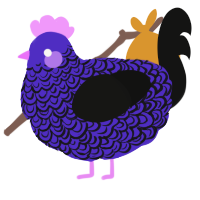 Fancy Pants, a indigo and black chicken with a double-lace pattern