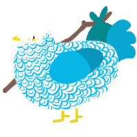 Pottery, a white and cerulean chicken with a double-lace pattern