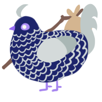 Neptune, a navy and silver chicken with a lace pattern