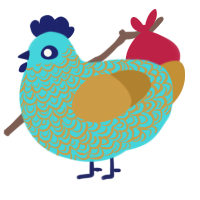 Sweet Freak, a aqua and gold chicken with a double-lace pattern