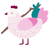 Aphrodite, a white and pink chicken with a double-lace pattern