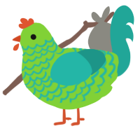 sweetpea, a grass and turquoise chicken with a lace pattern