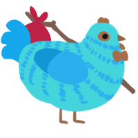 小空, a aqua and sky chicken with a bar pattern
