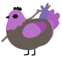 yarn, a bark and amethyst chicken with a head pattern