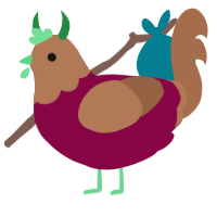 BBQ JR, a maroon and brown chicken with a head pattern