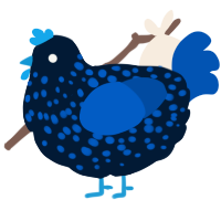 Manta, a tumblr and ultramarine chicken with a speckle pattern