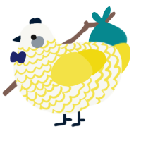 Popcorn, a white and yellow chicken with a lace pattern