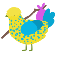 (unnamed), a yellow and cerulean chicken with a speckle pattern