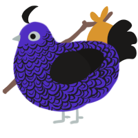 Hect, a indigo and sable chicken with a double-lace pattern