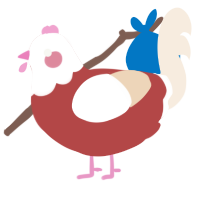 Penelope, a red and cream chicken with a head pattern