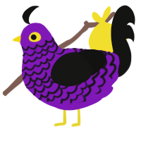 Holiday Wine, a violet and black chicken with a lace pattern