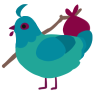 acheri miku baby, a turquoise and sea chicken with a head pattern
