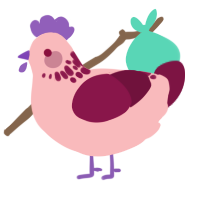 valentine, a pink and wine chicken with a neck-speckle pattern