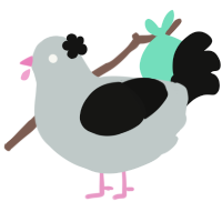 Baldspot, a silver and black chicken