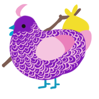 Jesse, a violet and pink chicken with a double-lace pattern
