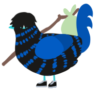 夜中, a sable and ultramarine chicken with a bar pattern