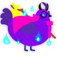 Prince, a violet and overcast chicken with a lace pattern