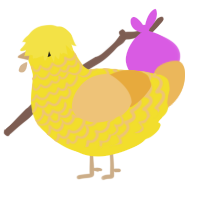 Banana, a yellow and honey chicken with a lace pattern