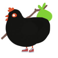 shadow the heeghorg, a black chicken with a speckle pattern