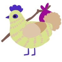 ugly biss paby, a lemon and beige chicken with a bar pattern