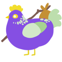 project, a blurple and gluppy chicken with a neck-speckle pattern