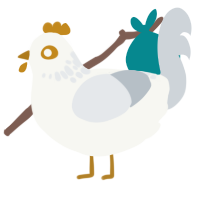 Im BROKE, a white and mist chicken with a neck-speckle pattern