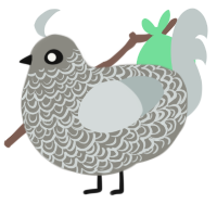 Hades, a ash and silver chicken with a double-lace pattern