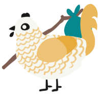 Bayek, a white and honey chicken with a lace pattern