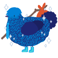 Cupcake, a sapphire and navy chicken with a double-lace pattern