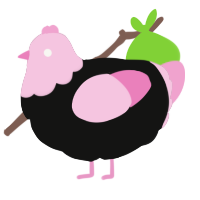 Megurine Luka, a black and pink chicken with a head pattern
