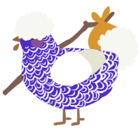 Ultra Violet, a indigo and white chicken with a double-lace pattern