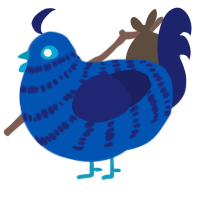 Strongest Soldier, a ultramarine and navy chicken with a bar pattern