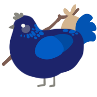 (unnamed), a navy and ultramarine chicken with a neck-speckle pattern