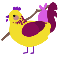 Bright, a yellow and wine chicken with a neck-speckle pattern