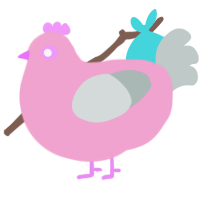 Container of Pudding, a pink and silver chicken