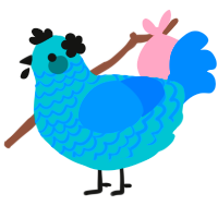 Nerites, a teal and sapphire chicken with a lace pattern